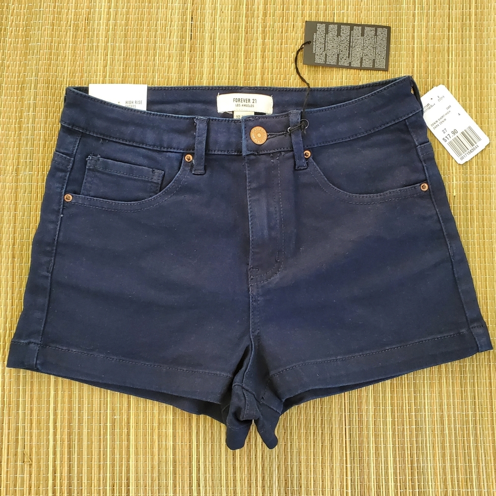 Forever 21 Dark Blue Denim High Rise Shorts US 27